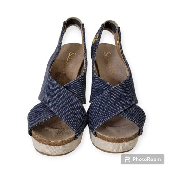 Splendid Blue Textile Wedges Size 8.5 US - Picture 6 of 7
